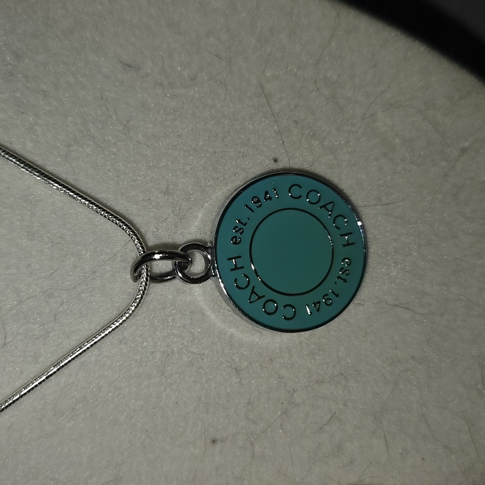 Coach teal charm necklace 16" chain